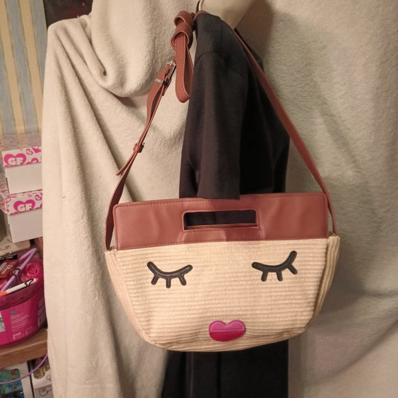 Sam Edelman Circus Structured Top Handle Darla Face Half Moon Bag - Picture 1 of 9